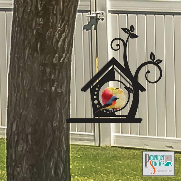 Apple/Fat Ball Bird Feeder CNC, Laser Cut File Stab Art, Glowforge, Cricut Pattern, multiple formats, Metal Yard Art CNC, Apple Bird Feeder