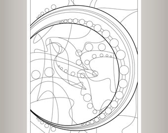 String of Pearls Stained Glass Pattern - Abstract Coloring Book - Digital Print - Instant Download - Circle Pattern - Coloring Book