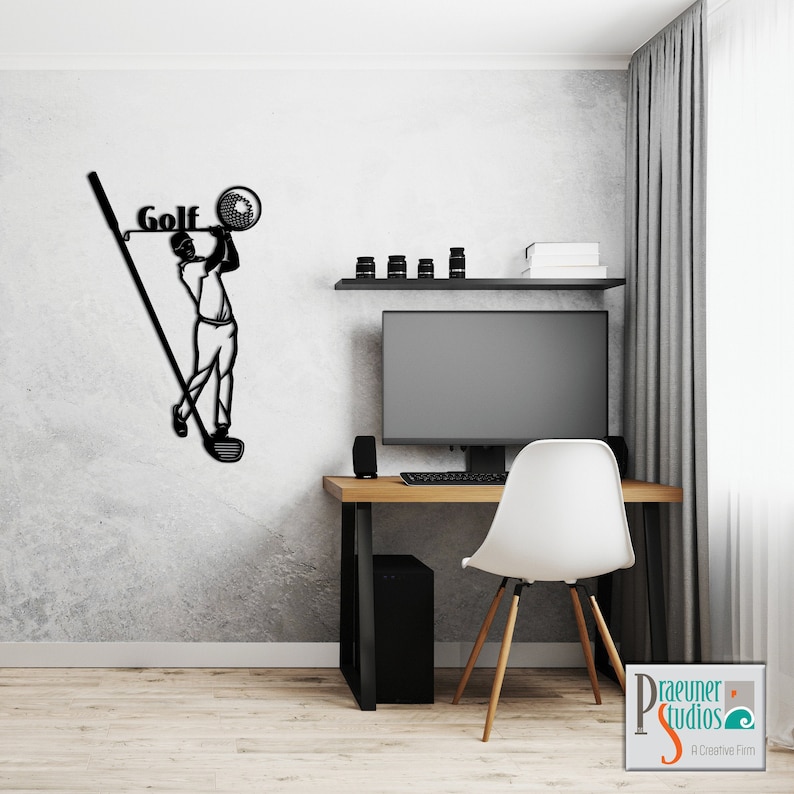 Golf SVG Golf Yard Art Office Wall Decor Golfer Hitting Etsy