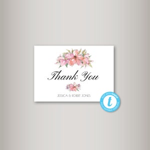 Wedding Thank You Card, Floral Thank You Card Template, Thank You Card, Template Printable Wedding Thank You Card, DIY, PDF Instant Download