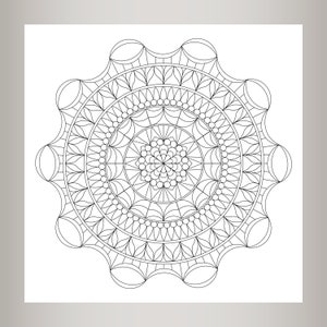 Kolorowanka Mandala - Wzór - Wydruk cyfrowy - Natychmiastowe pobranie - Łuki - Wzór geometryczny - Wzór spiralny