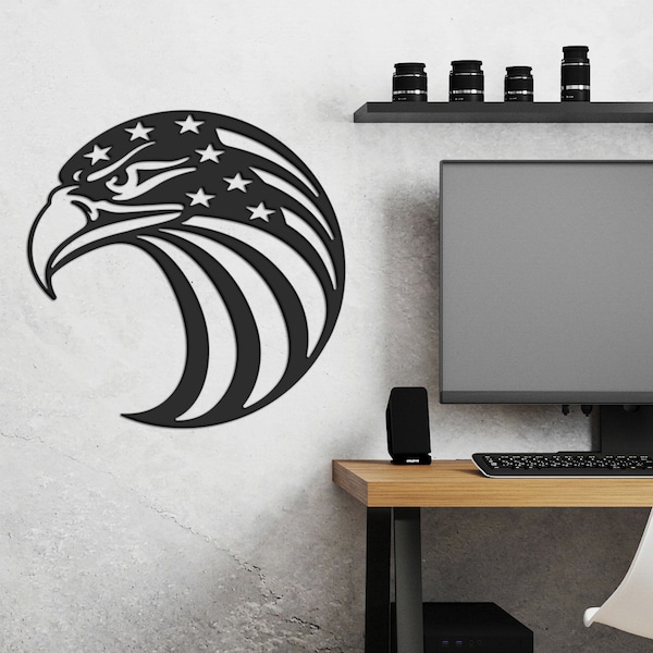 American Flag Patriotic Eagle Wall Decor DXF, Laser Cut File multiple formats, Metal Yard Art Plasma Cutters Cricut & Silhouette Cutting