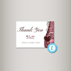 Herz Blumen Hochzeit Dankeskarte, Günstige Dankeskarte, druckbare Hochzeit Dankeskarte, DIY, PDF Sofort Download