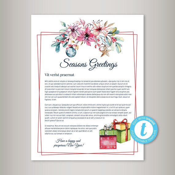 Holiday Letter Newsletter Template Diy Custom Letter Letter Etsy