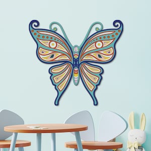 Butterfly CNC Cut File For Nursery, Butterfly Mandala Wall Art Cut File, Bohemian Wall Art, 3D DXF File, Laser Cut Home Deco SVG, Paper