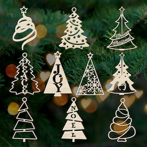 Christmas Tree Ornaments SVG Bundle, Glowforge Files, Laser Cut Files, Digital Art CNC Cut File, Metal Ornament Art, Christmas Decoration.
