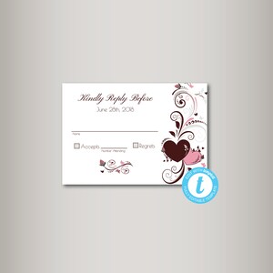 Herz Blumen Hochzeit Antwort, Vorlage, günstige Einladung, druckbare Hochzeit Antwort, DIY, Sofort Download