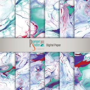 Roze en blauw marmer digitaal papier | Wintertaling en wit benadrukt door magenta en paarse wervelingen | Gemarmerde achtergrond | Abstracte tijdschriftomslag
