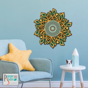 Vine Mandala Wall Art For Nursery CNC Cut File, Floral Bohemian Wall Art, 3D Multilayer dxf, Laser Cut Home Deco SVG, Mandala For CNC Router