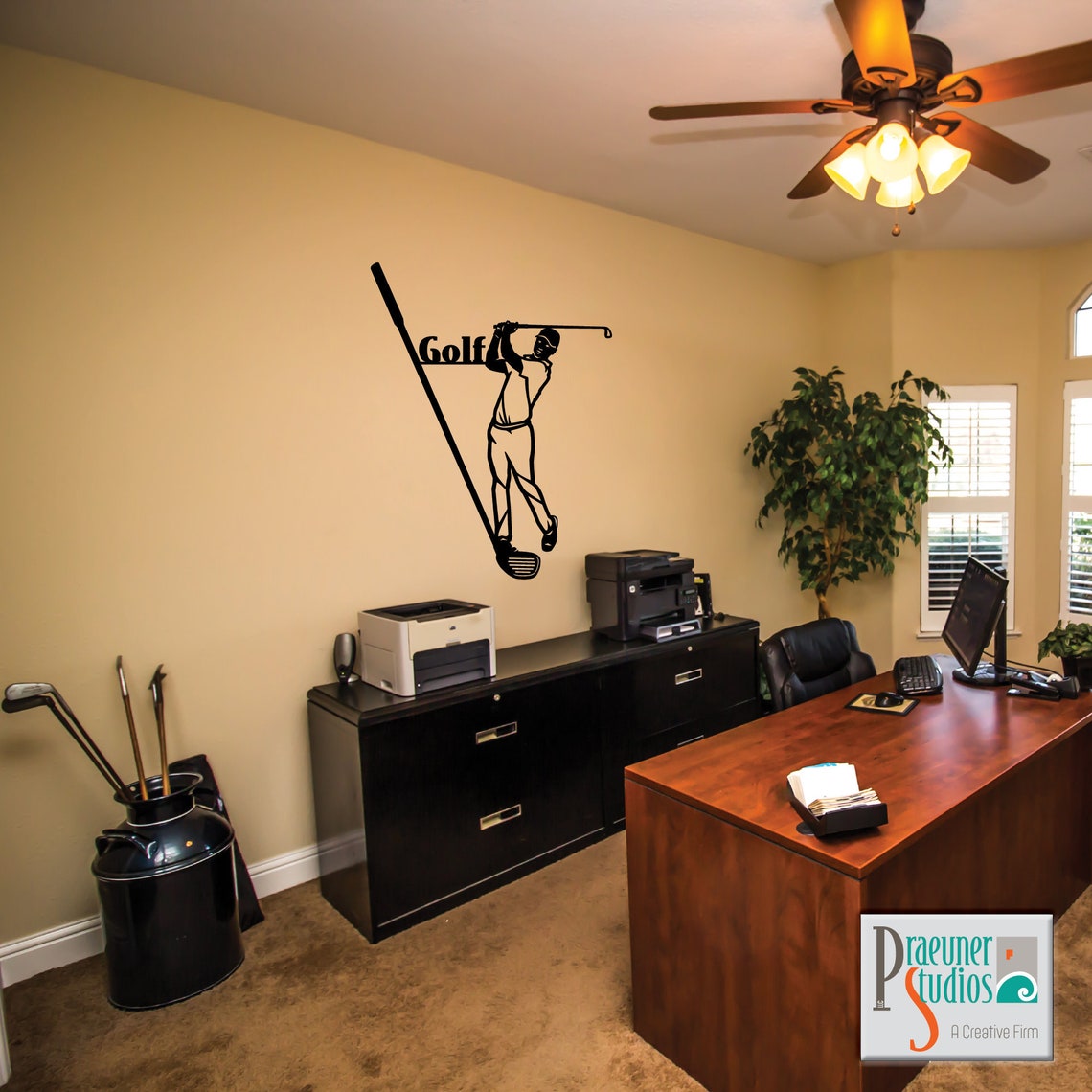 Office Wall Decor Golfer Hitting Golf Ball CNC Laser Cut Etsy