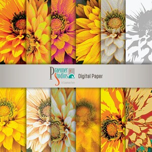 Warm Yellow Dahlia Digital Background, Gold & Orange Flowers, Abstract Spring Photo Backdrop, Floral Journal Image