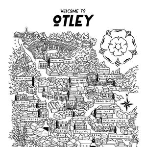 Welcome to Otley - Pub Map - Hand-drawn illustration A3 Art Print *Free UK Delivery*