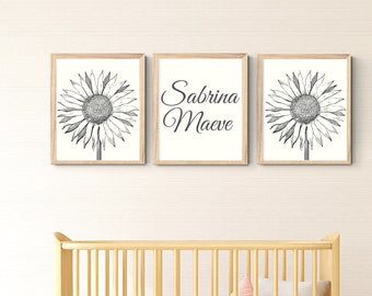 Baby Girl Nursery Sunflower Nursery Nursery Name Sign Etsy