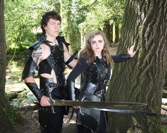 Real leather medieval re-enactment theatrical celtic LARP SCA armor viking armour Burning Man festival Costume Halloween Party