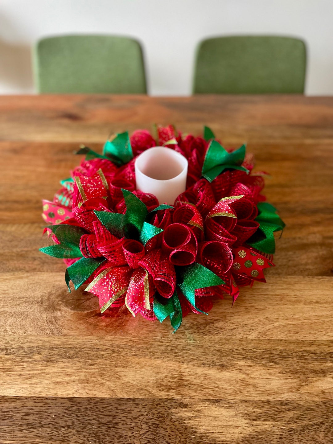 Christmas Candle Wreath, Mini Wreath, Table Centerpiece, Holiday Candle Wreaths, Table Wreath