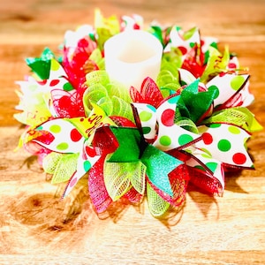 Christmas candle wreath, mini wreath, table centerpiece, holiday candle wreaths, table wreath, candle wreath, candle ring, candle holder