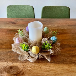 Easter candle wreath, Easter centerpiece, Egg candle wreath, spring centerpiece, mini wreath, candle ring, spring candle wreath, spring