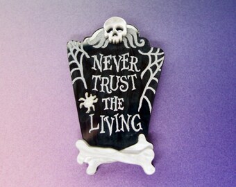 Beetlejuice Never Trust the Living Gravestone Brooch