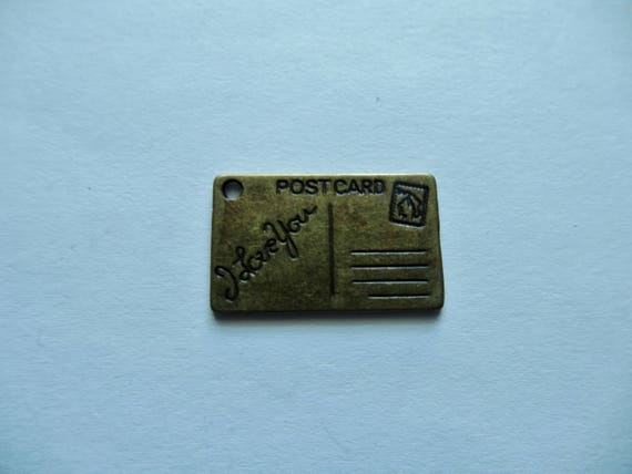 10 Antique Gold Envelope Metal Jewellery Charms 9x13mm