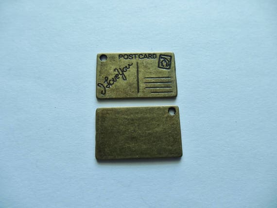 10 Antique Gold Envelope Metal Jewellery Charms 9x13mm