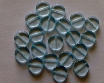 20 Light Blue Czech Glass Coin Jewellery Craft Beads 10mm