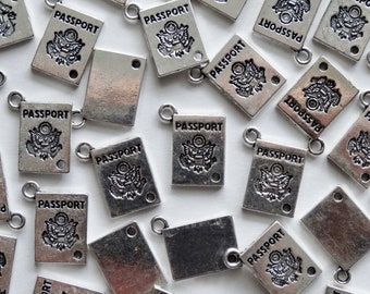 10 Plata Pasaporte Joyería Encantos 16x12mm