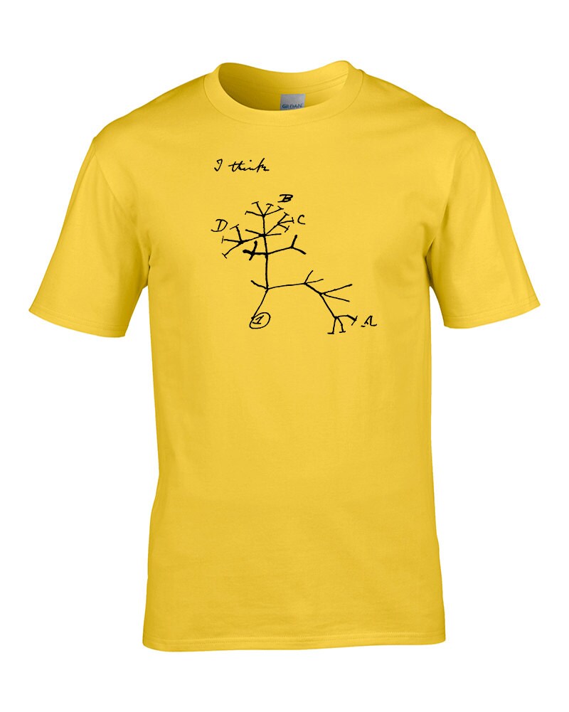 Image of Darwin's Tree Of Life - Ideas Of Natural Selection - Men's T-Shirt From Fatcuckoo - Mts1700 Ideal For Science, Geeks Buffs, Classic Crew Neck