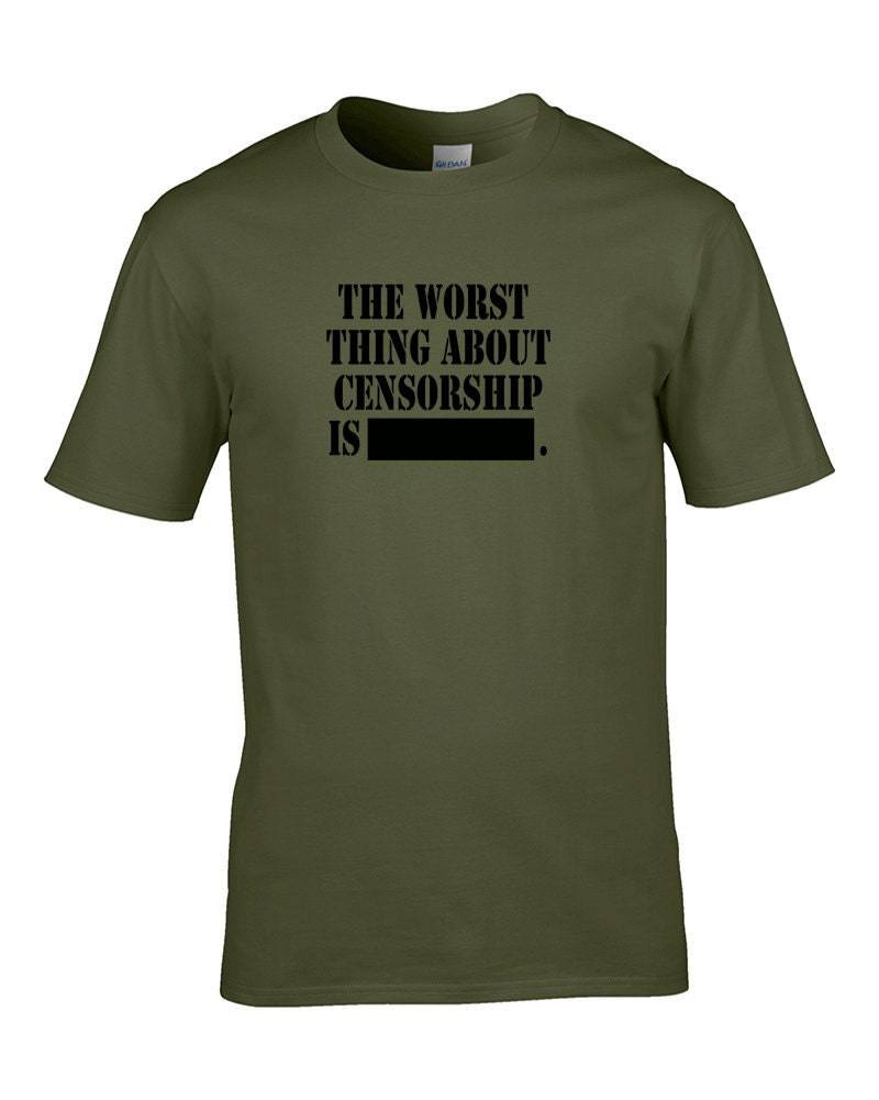 Image of Censorship - Suppression Of Speech Men's T-Shirt From Fatcuckoo Mts1163 Classic Crew Neck, 100% Cotton