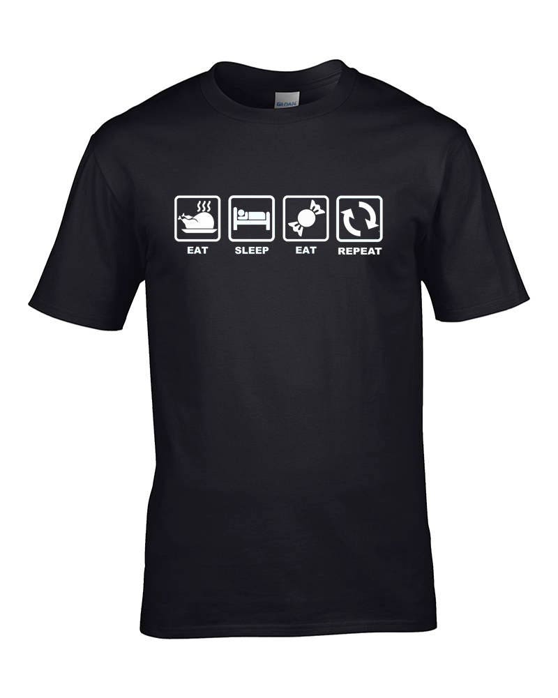 Image of Eat Sleep Repeat - Christmas Time Is Time To Eat - Funny Seasonal Men's T-Shirt From Fatcuckoo Mts2186