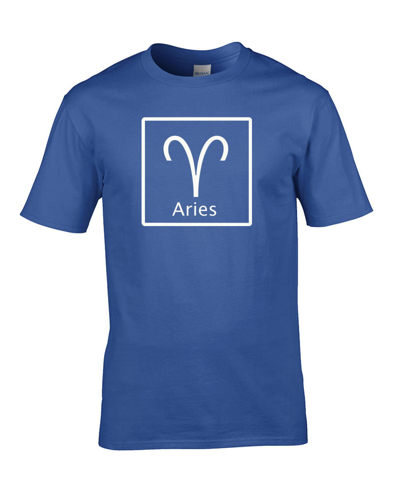 Image of Aries "The Ram' Horoscope Fire Sign - Astrological, Zodiac Symbol Men's T-Shirt From Fatcuckoo- Mts2093 Classic Crew Neck, 100% Cotton