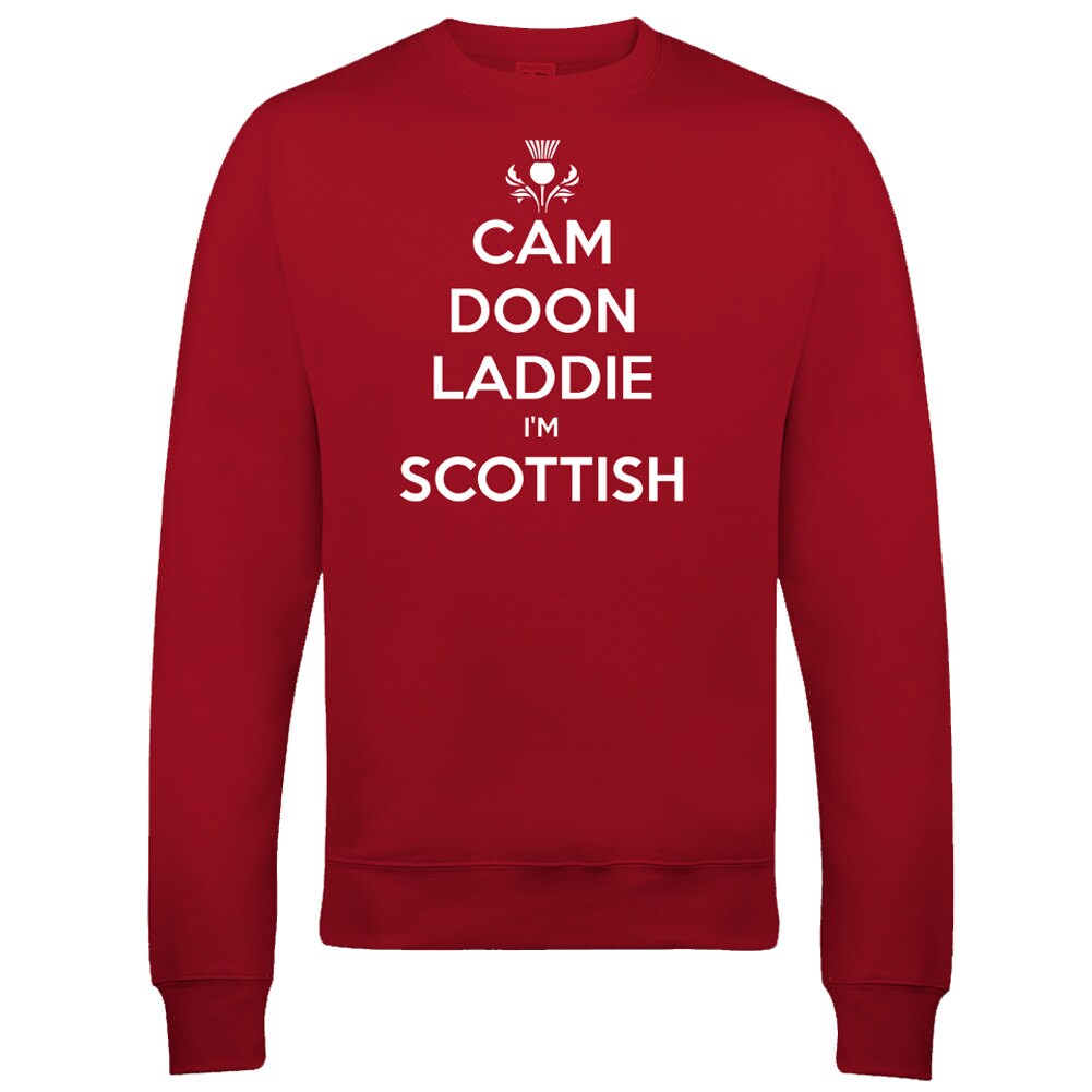 Image of Cam Doon Laddie, Im Scottish - Ww2 Poster Parody Spoof Men's Male Sweatshirt Jumper Top From Fatcuckoo Sw1214 Ideal Gift For Dad, Friend