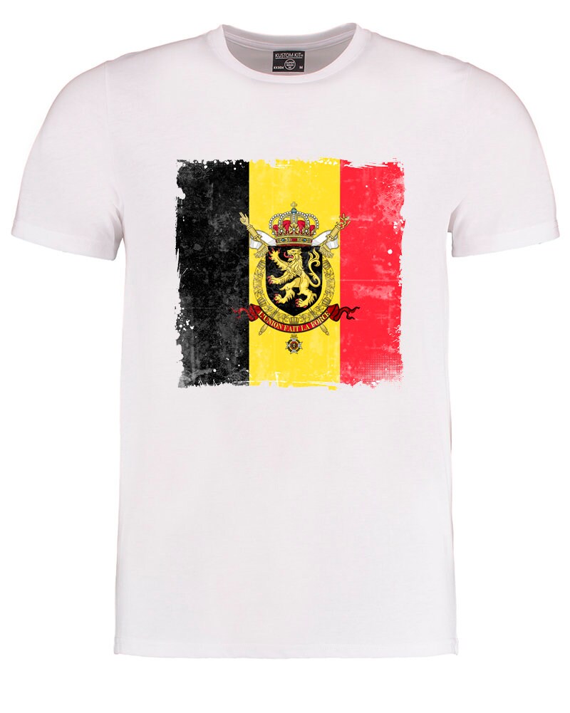 Image of Belgium Tricolour Coat Of Arms National Flag, Symbol Pride Support Your Football Soccer Team Men's Tshirt From Fatcuckoo Mtsub2290