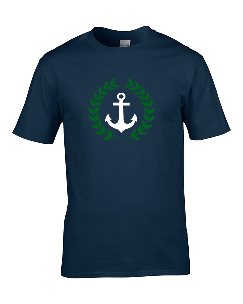 Image of Anchor & Wreath Design - 1990S Style Men's T-Shirt From Fatcuckoo -Mts1730