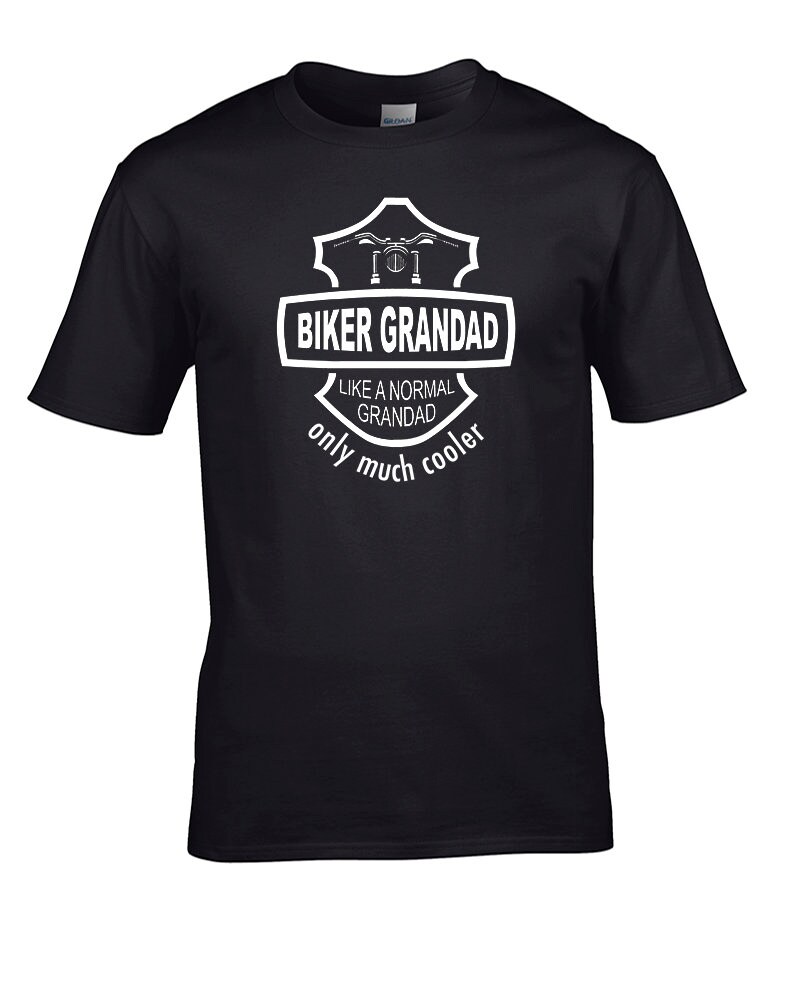 Image of Biker Grandad- Like A Normal Grandad Only Cooler- Funny Men's T-Shirt From Fatcuckoo - Mts2393 Classic Crew Neck, 100% Cotton