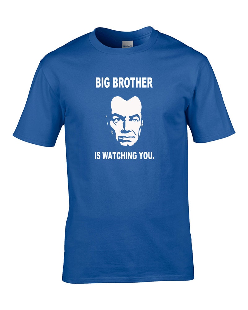 Image of Big Brother Is Watching - British Cult Classic Inspired Men's T-Shirt From Fatcuckoo Mts1117 Classic Crew Neck, 100% Cotton