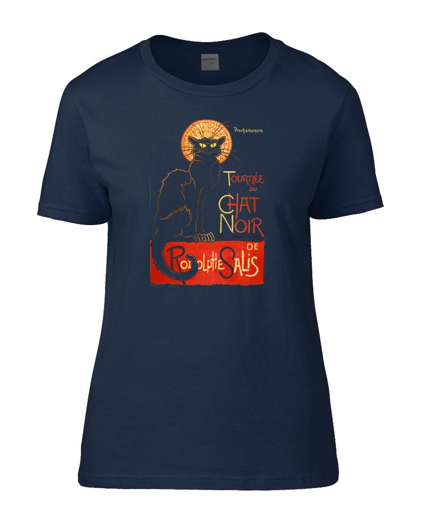 La Chat Noir Bohemian French Poster Style Womens T Shirt From Fatcuckoo Fts1239 Ideal Gift For Mums Daughters Friends