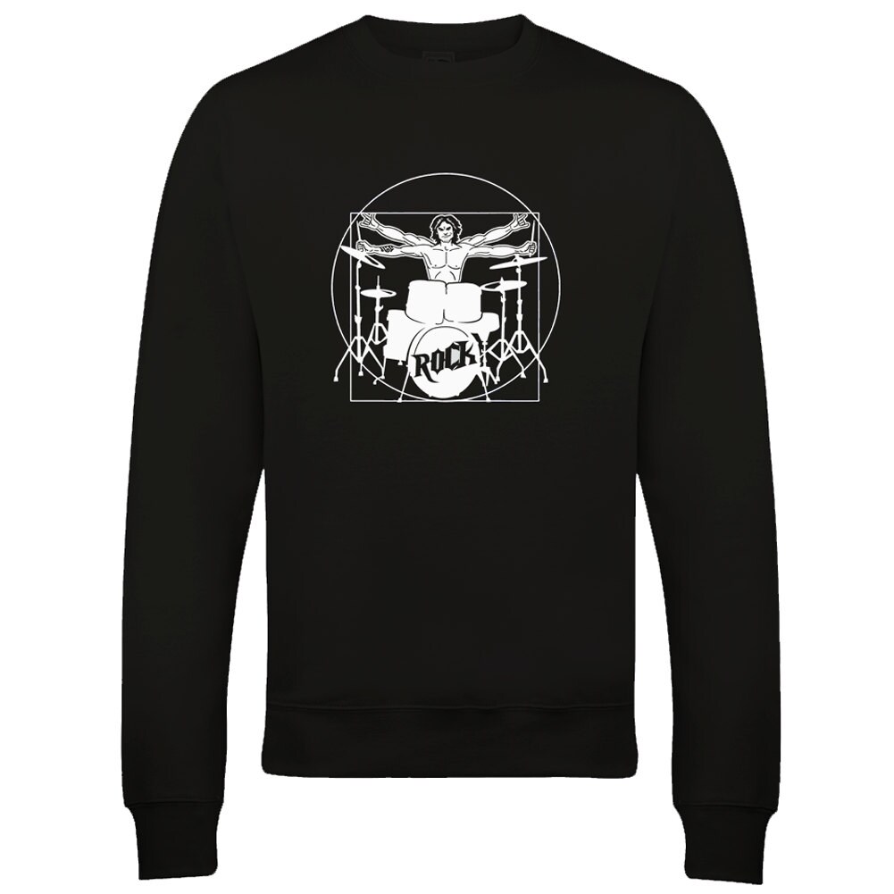 Image of Da Vinci Drummer- Vitruvian Drum Man- Spoof Men's Male Sweatshirt Jumper Top From Fatcuckoo - Sw1043 Ideal Gift For Dad, Son, Friend