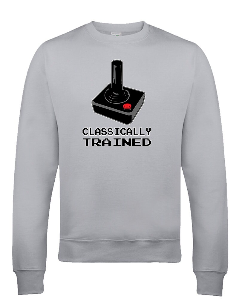 Image of Classically Trained - Old School Arcade Gamer Joystick 1980S Style Men's Sweatshirt Jumper Top From Fatcuckoo -Sw2096 Ideal Gift For Dad