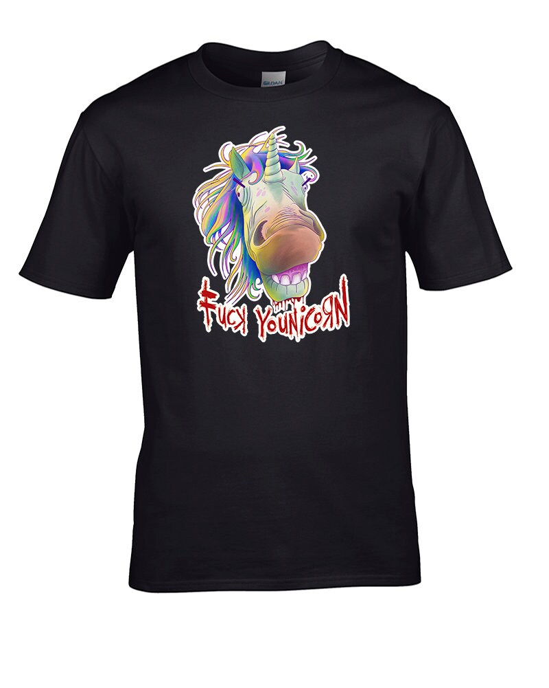 Image of F Unicorn- Naughty, Rude, Offensive Bad Fantasy Creature Men's T-Shirt - From Fatcuckoo Mts2328, Classic Crew Neck, 100% Cotton