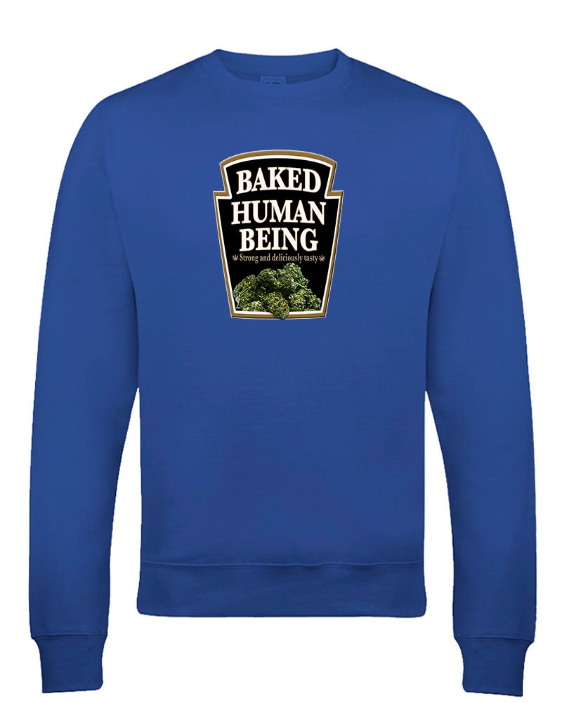 Image of Baked Human Being - Beans Brand Parody Stoner Men's Sweatshirt Jumper Top From Fatcuckoo -Sw2096 Ideal Gift For Dad