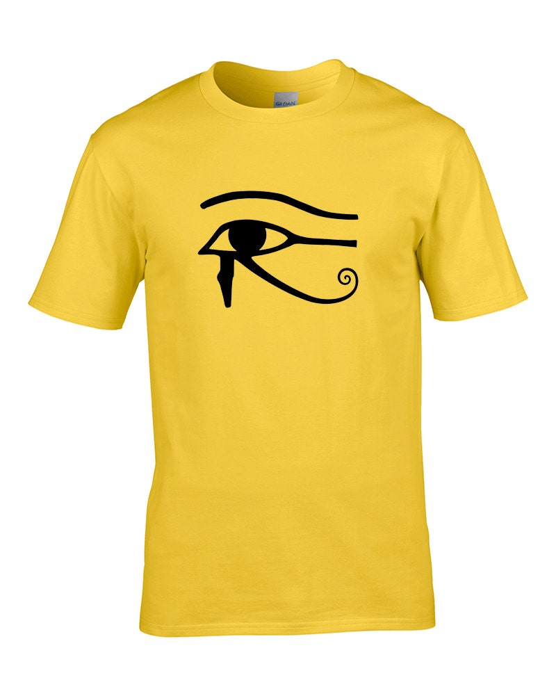 Image of Egyptian Hieroglyphic Eye- Ancient Egypt Eye Of Horus Symbol Protection- Graphic Men's T-Shirt From Fat Cuckoo - Mts1093 100% Cotton
