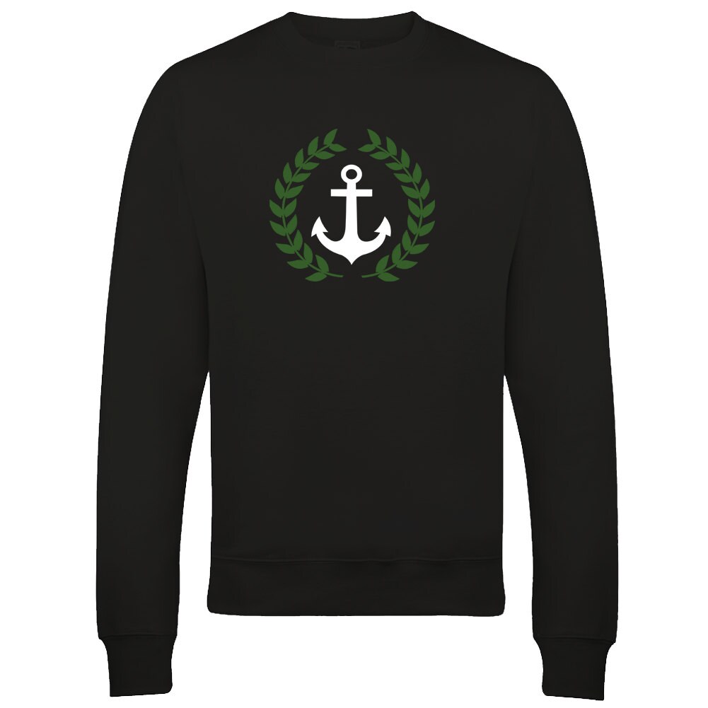 Image of Anchor & Wreath Design - 1990S Style Men's Male Sweatshirt Jumper Top From Fatcuckoo -Sw1730 Ideal Gift For Dad, Son, Friend