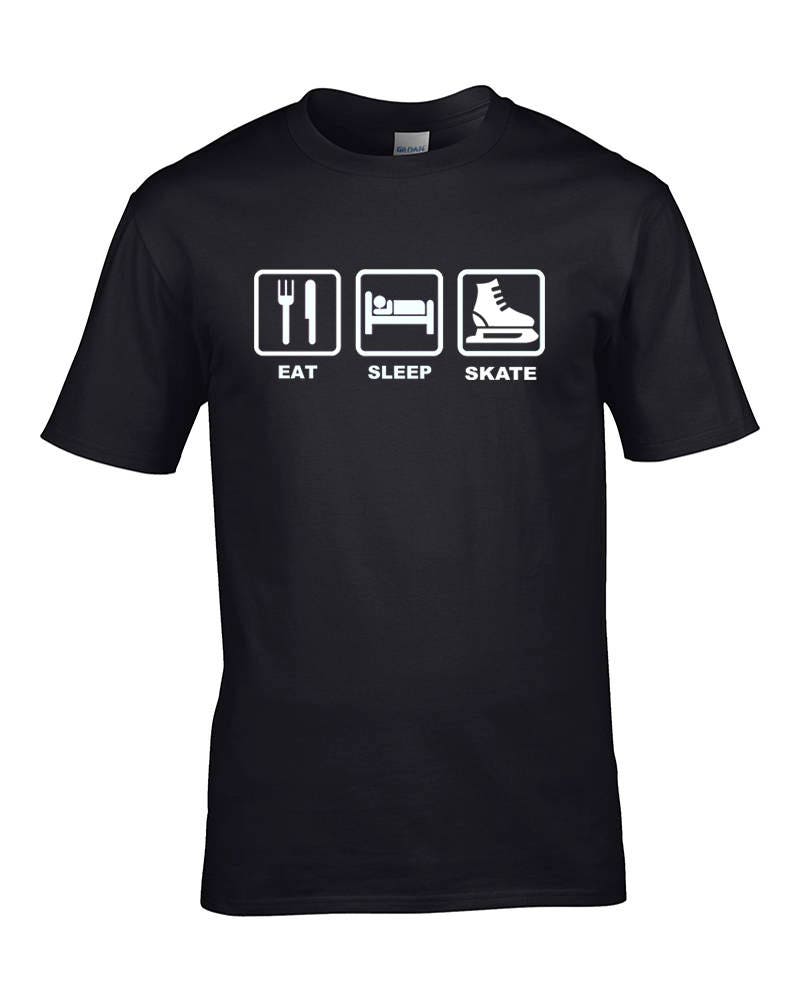 Image of Eat Sleep Skate - Funny Extreme Sports Winter Skate Season Men's T-Shirt From Fatcuckoo - Mts2190 Classic Crew Neck, 100% Cotton