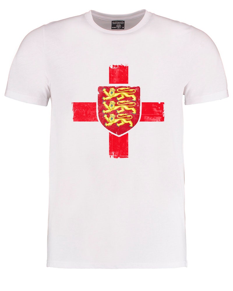 Image of England - English St George Cross National Flag, Symbol Of Pride Support Your Football Soccer Team Men's T-Shirt From Fatcuckoo - Mtsub2290
