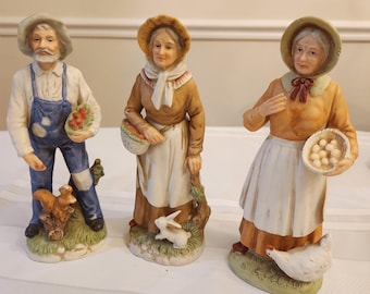 Juego de 3 figuras de porcelana vintage de Homco