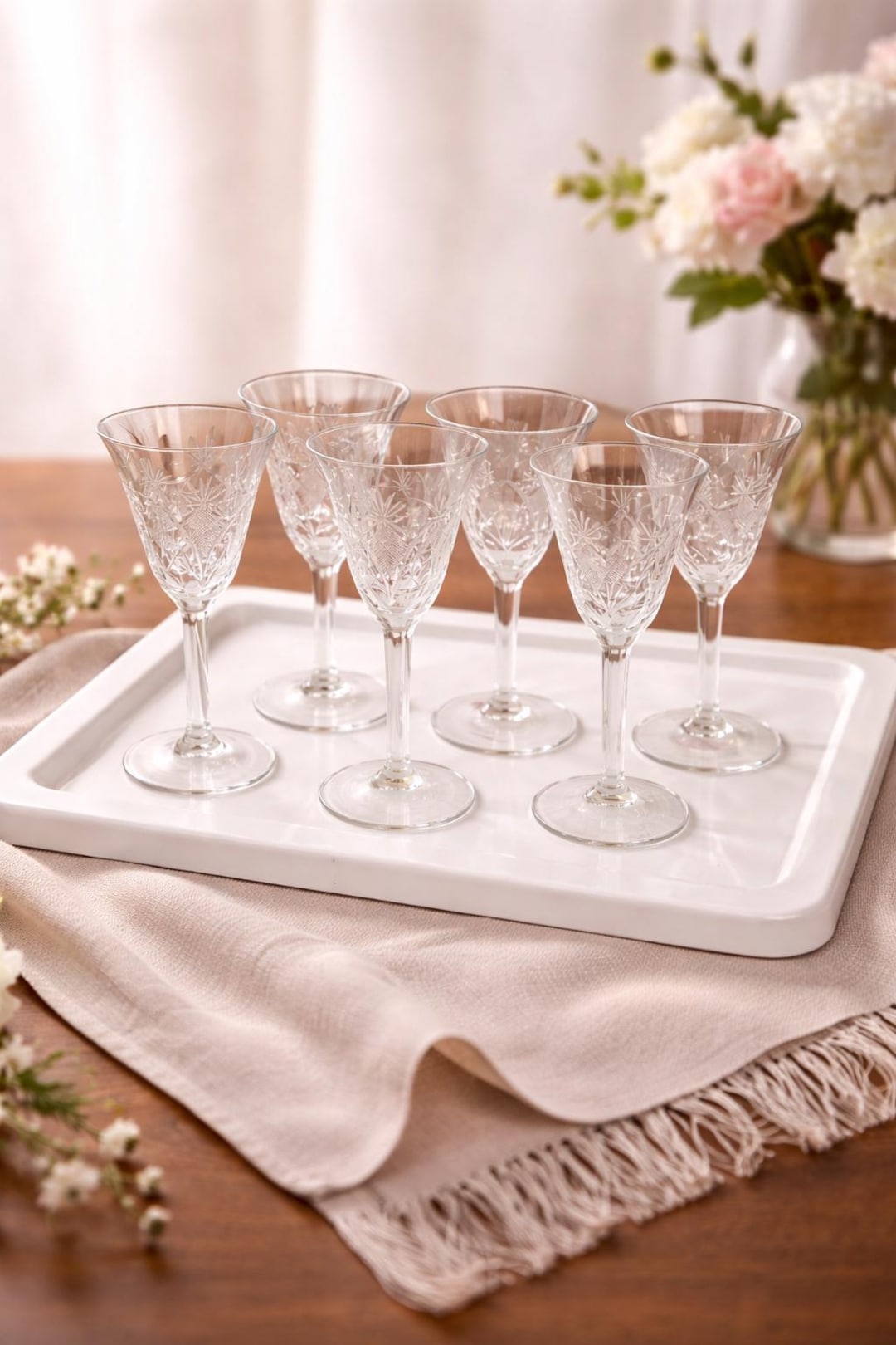 Set of 6 Crystal Cordial Glasses