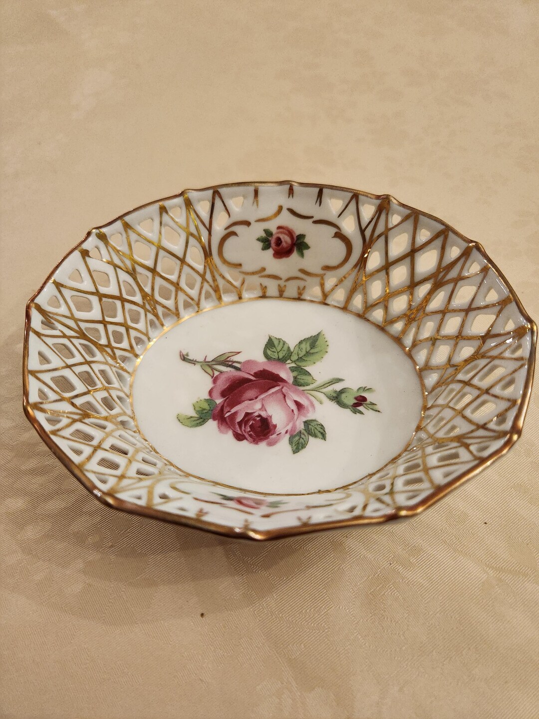 Vintage Porcelain Oval Bowl by Schumann Bavaria Reticulated Border - Etsy
