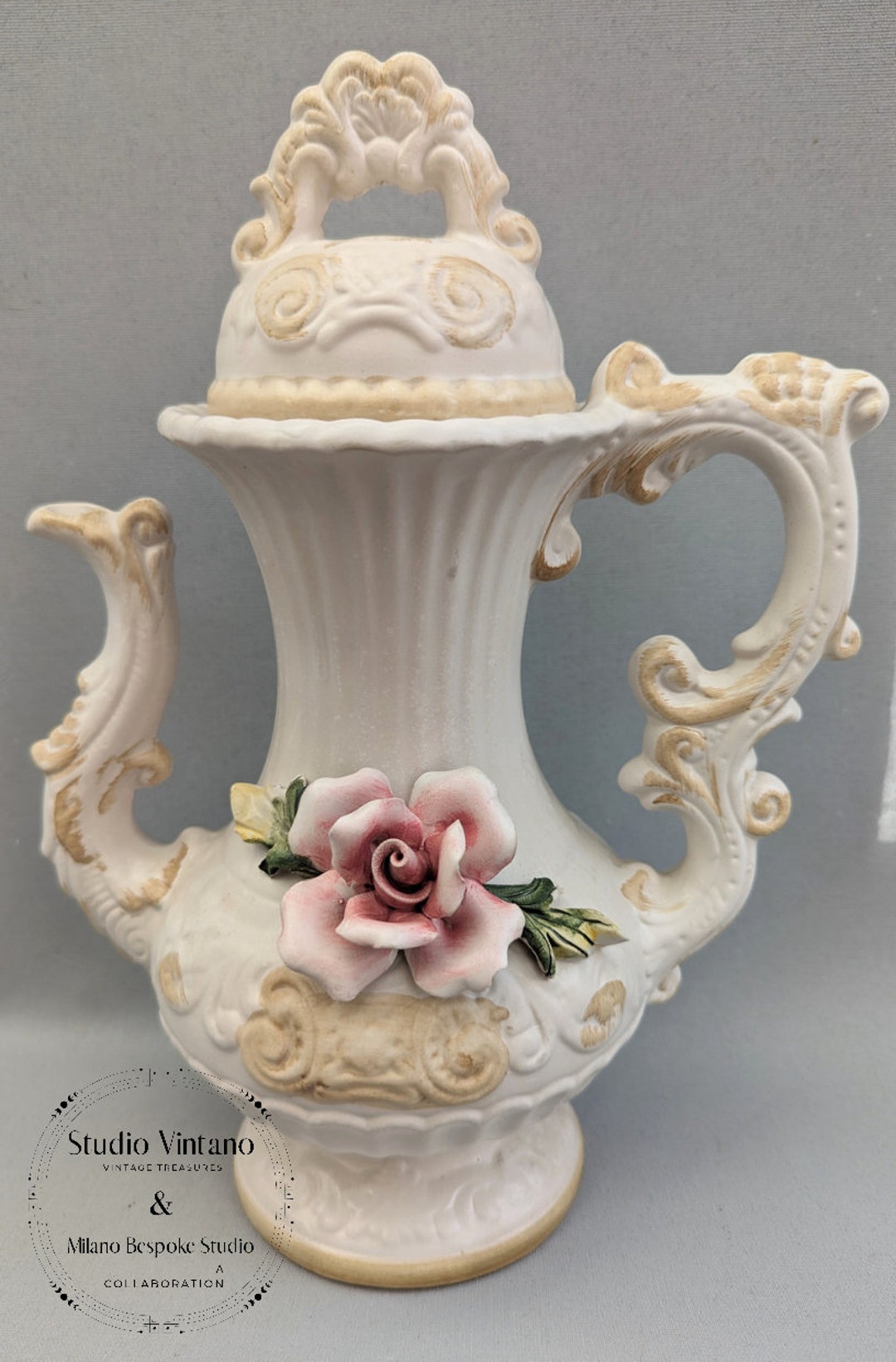 Capodimonte Coffee Pot Teapot Vintage Capodimonte Shabby Etsy