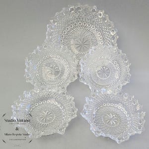Vintage dessert bowls, Sowerby glass, hob nail glass, vintage kitchen, 1930s, vintage glass, Wedding cake, cake plates, sweets, fruit salad