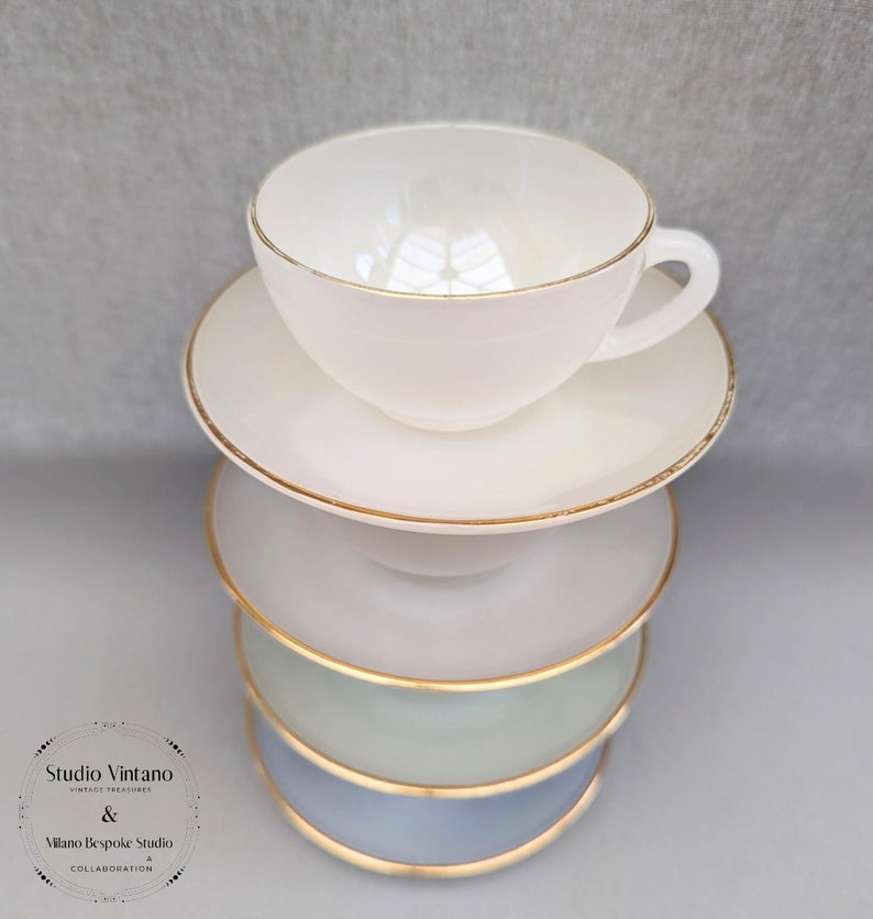 Arcopal Vintage Tea Cups and Saucers, Arcopal France, Glass Coffee Cups